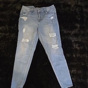 Women's Blue Distressed Jeans